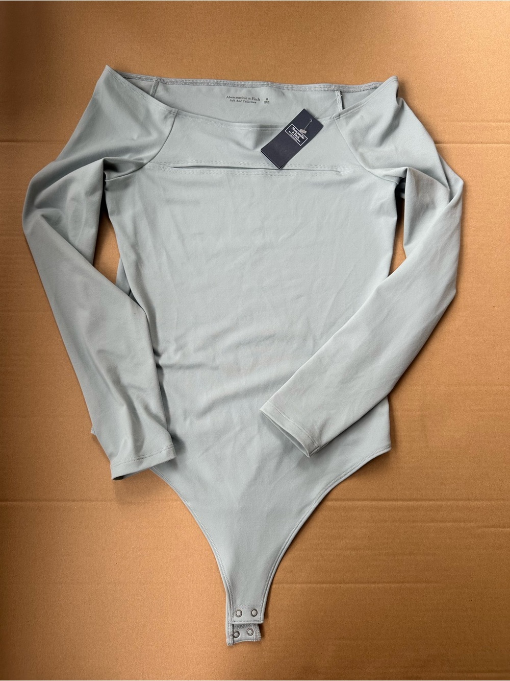 Abercrombie & Fitch Light Blue  Off-Shoulder Bodysuit With Cutout